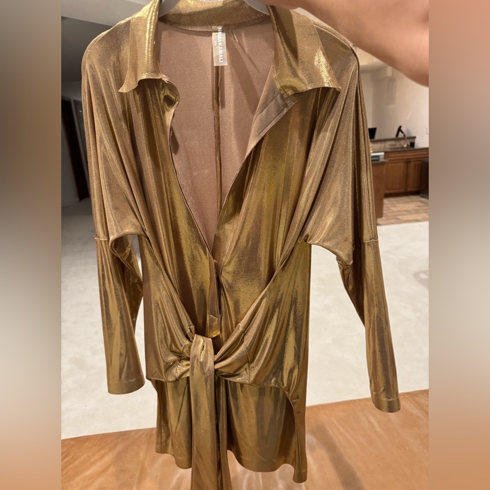 Norma Kamali gold mini light dress size small perfect for a night out.